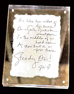 Shawn Colvin Hand Written Signed "Steady On" Lyric Sheet