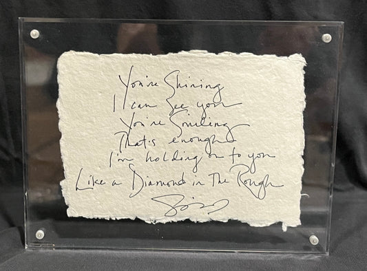 Shawn Colvin Hand Written Signed "Diamond" Lyric Sheet