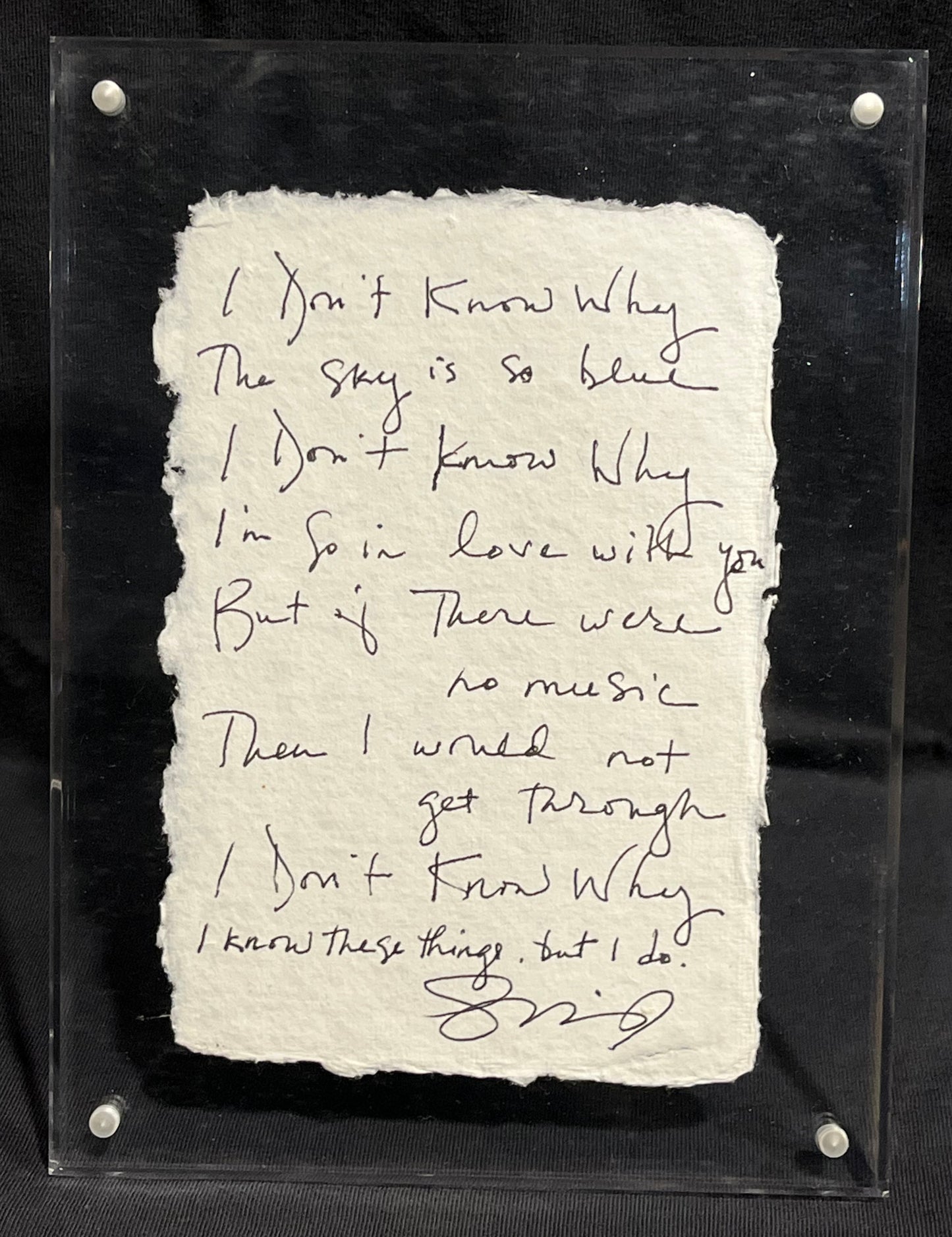Shawn Colvin Hand Written Signed "I Don't Know Why" Lyric Sheet